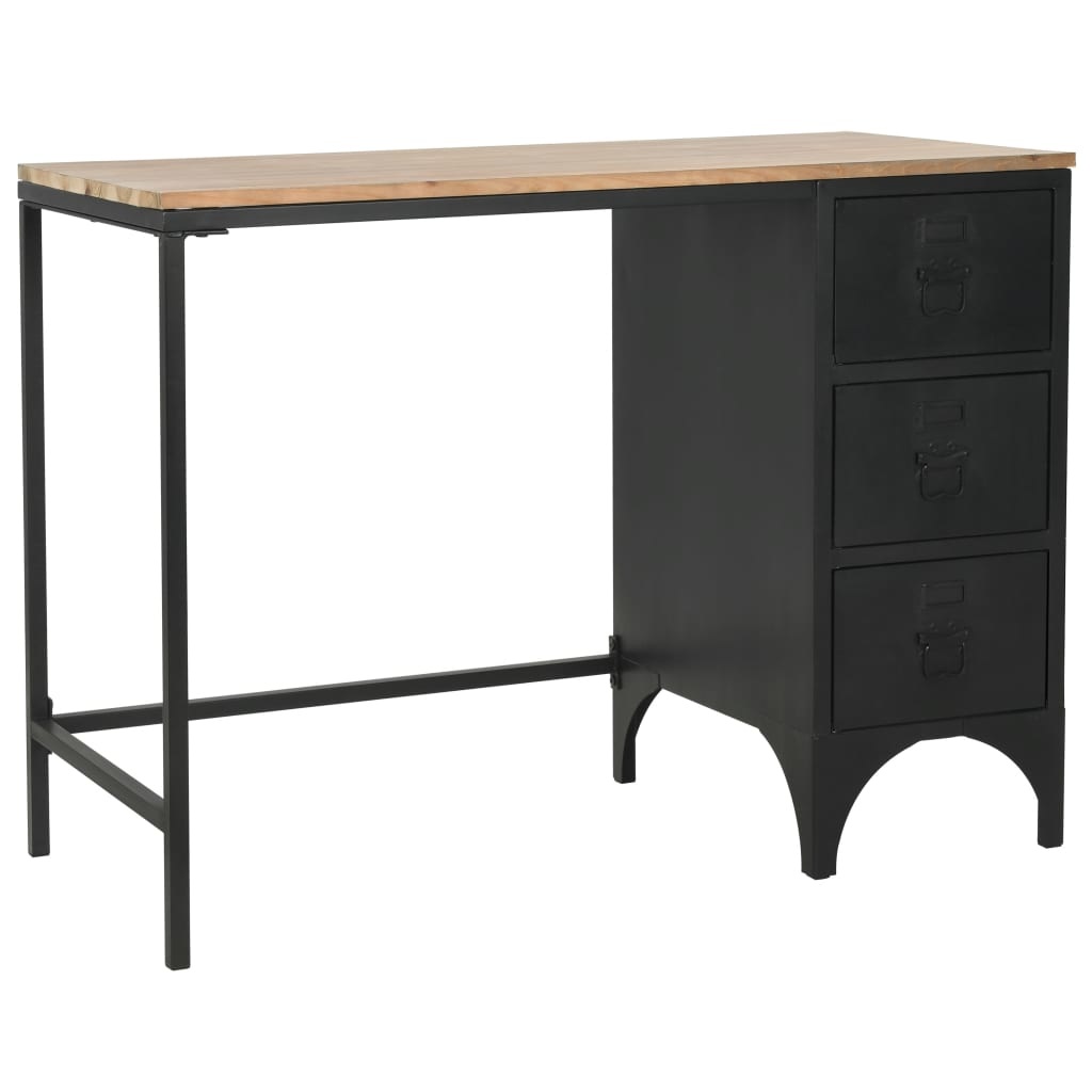 VidaXL Bureau 100x50x76 cm massief vurenhout en staal
