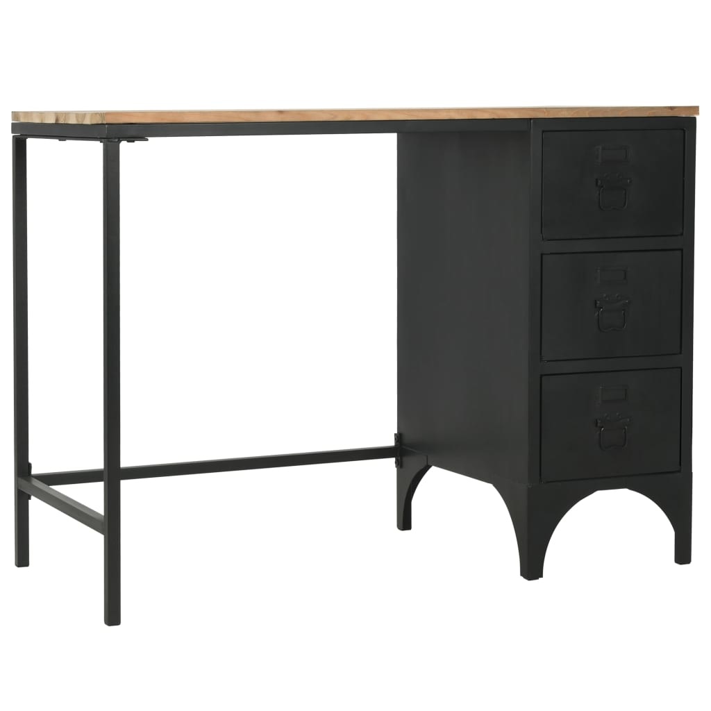 VidaXL Bureau 100x50x76 cm massief vurenhout en staal