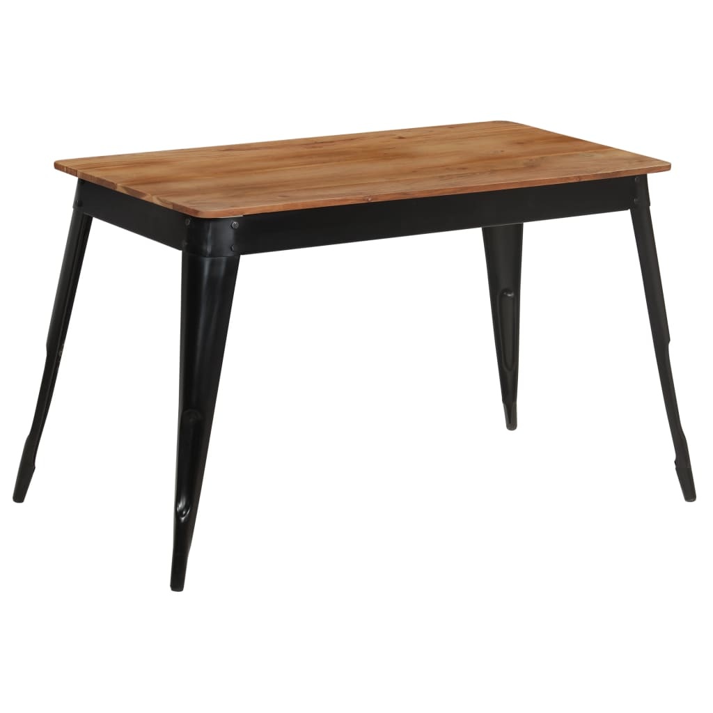 VidaXL Eettafel 120x60x76 cm massief acaciahout en staal