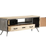 VidaXL Tv-meubel 120x30x45 cm massief mangohout en staal