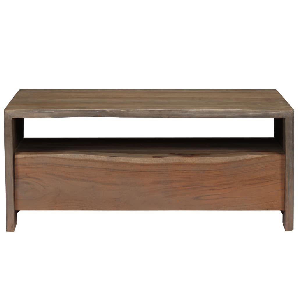 VidaXL Salontafel met natuurlijke rand 90x50x40 cm massief acaciahout grijs