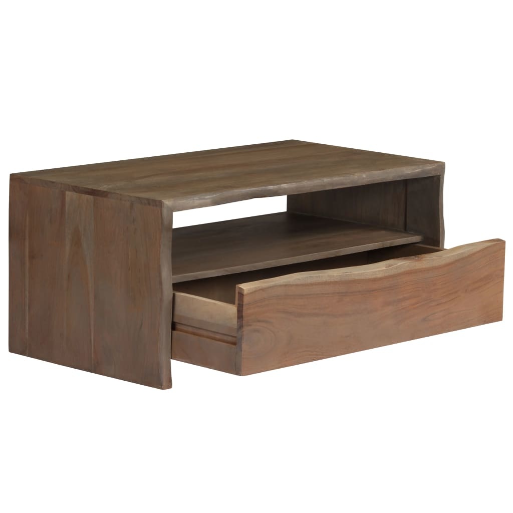 VidaXL Salontafel met natuurlijke rand 90x50x40 cm massief acaciahout grijs