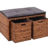 vidaXL Bankje met 2 manden 71x40x42 cm zeegras bruin