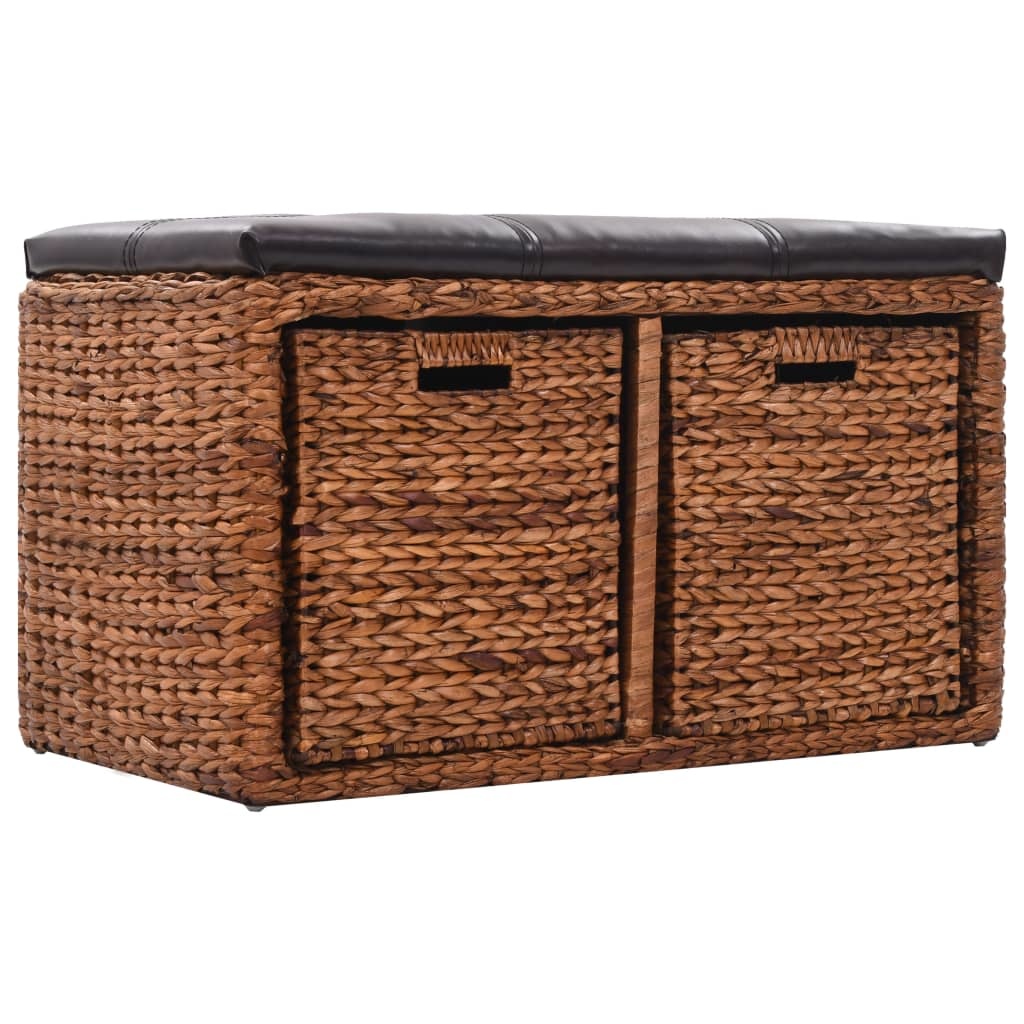 vidaXL Bankje met 2 manden 71x40x42 cm zeegras bruin