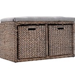 vidaXL Bankje met 2 manden 71x40x42 cm zeegras grijs