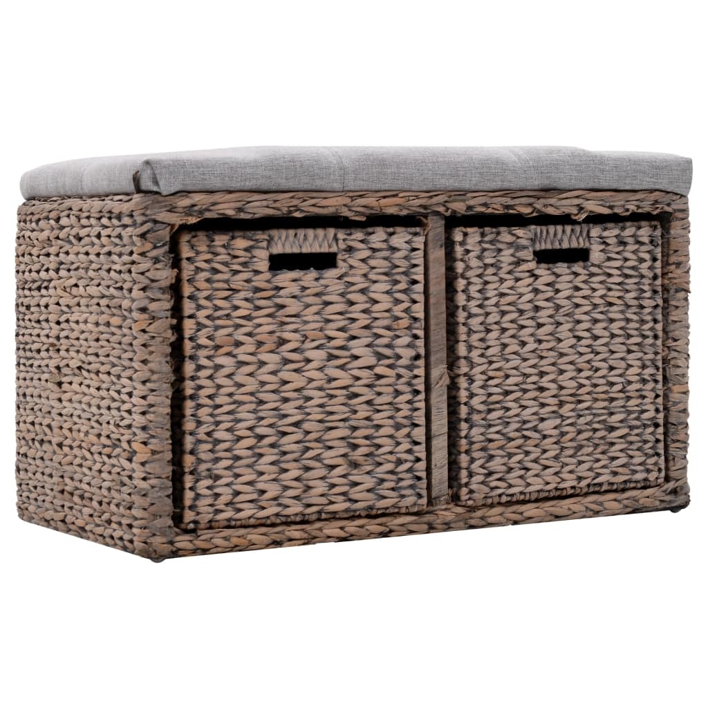 VidaXL Bankje met 2 manden 71x40x42 cm zeegras grijs
