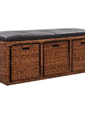 vidaXL Bankje met 3 manden 105x40x42 cm zeegras bruin