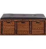 vidaXL Bankje met 3 manden 105x40x42 cm zeegras bruin