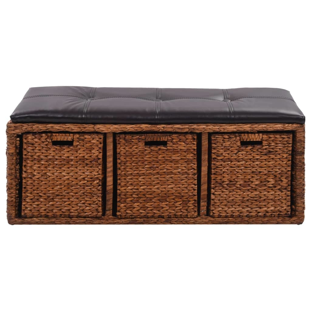 VidaXL Bankje met 3 manden 105x40x42 cm zeegras bruin