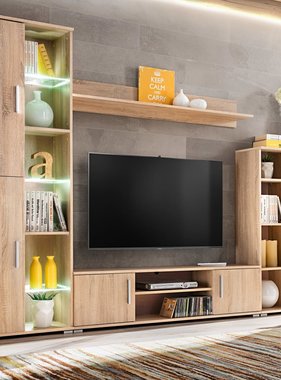 VidaXL Tv-wandmeubel met LED-verlichting Sonoma eiken
