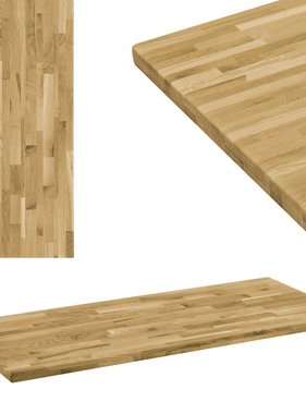 vidaXL Tafelblad rechthoekig 44 mm 140x60 cm massief eikenhout