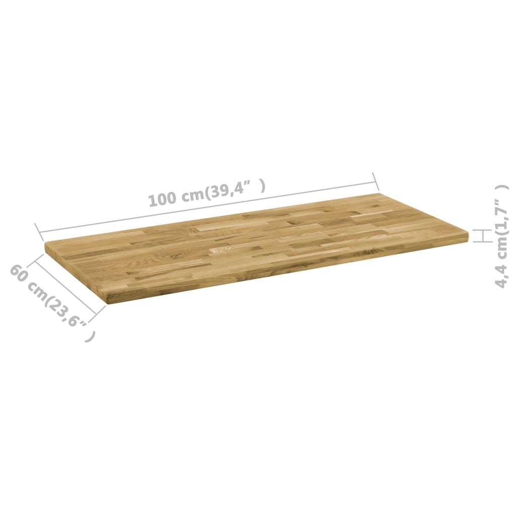 vidaXL Tafelblad rechthoekig 44 mm 100x60 cm massief eikenhout