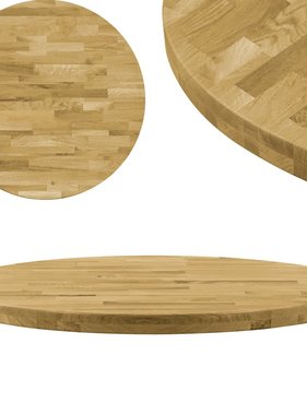 vidaXL Tafelblad rond 44 mm 800 mm massief eikenhout