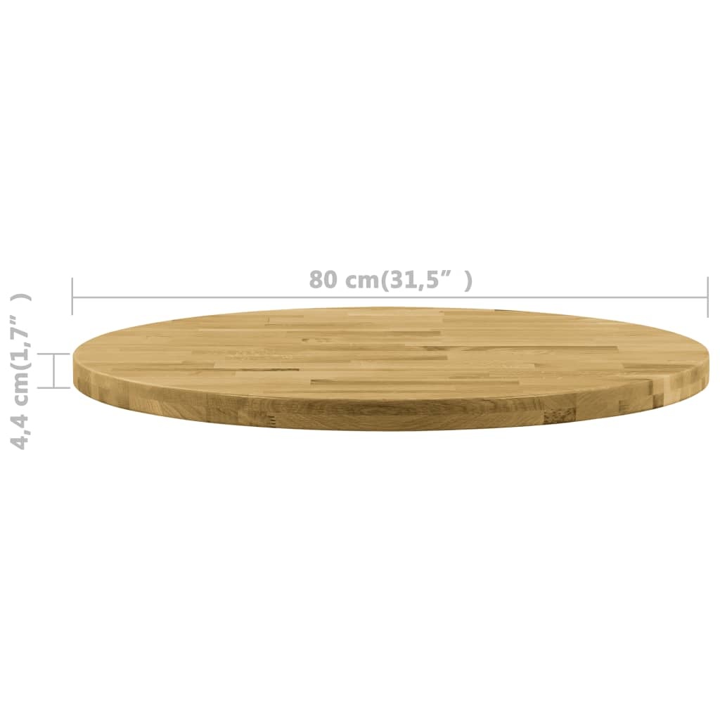 vidaXL Tafelblad rond 44 mm 800 mm massief eikenhout