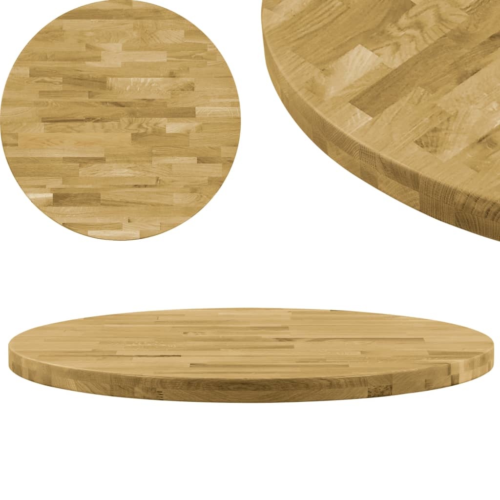 vidaXL Tafelblad rond 44 mm 700 mm massief eikenhout