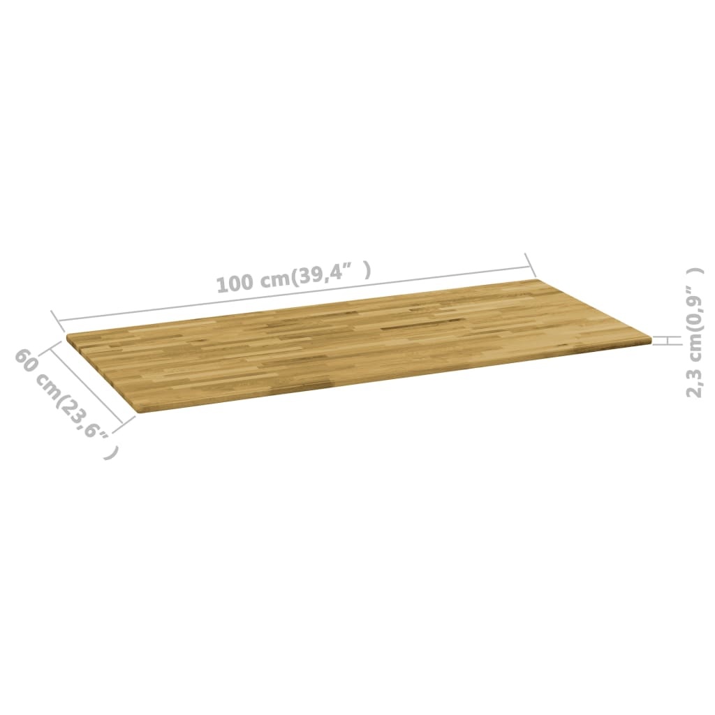 VidaXL Tafelblad rechthoekig 23 mm 100x60 cm massief eikenhout