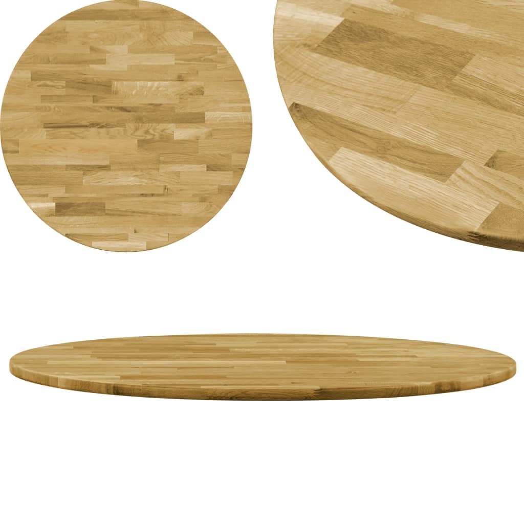 vidaXL Tafelblad rond 23 mm 400 mm massief eikenhout