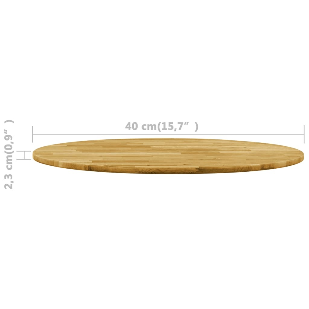 VidaXL Tafelblad rond 23 mm 400 mm massief eikenhout