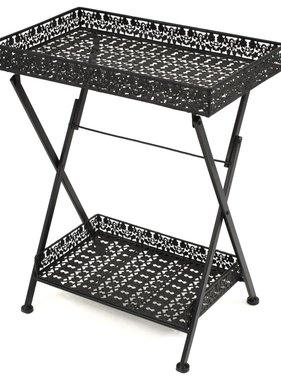 VidaXL Theetafel vintage stijl inklapbaar 58x35x72 cm metaal zwart