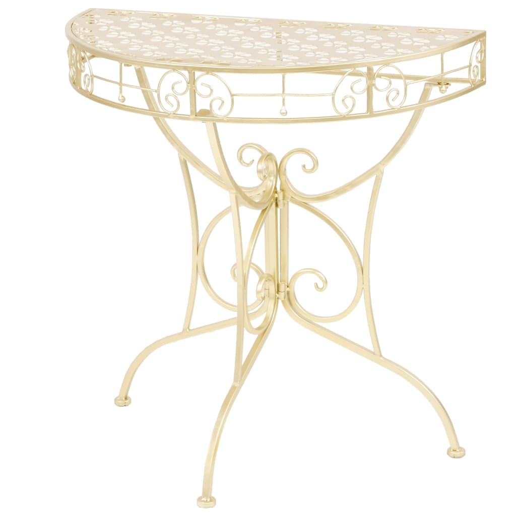VidaXL Bijzettafel vintage stijl half rond 72x36x74 cm metaal goud