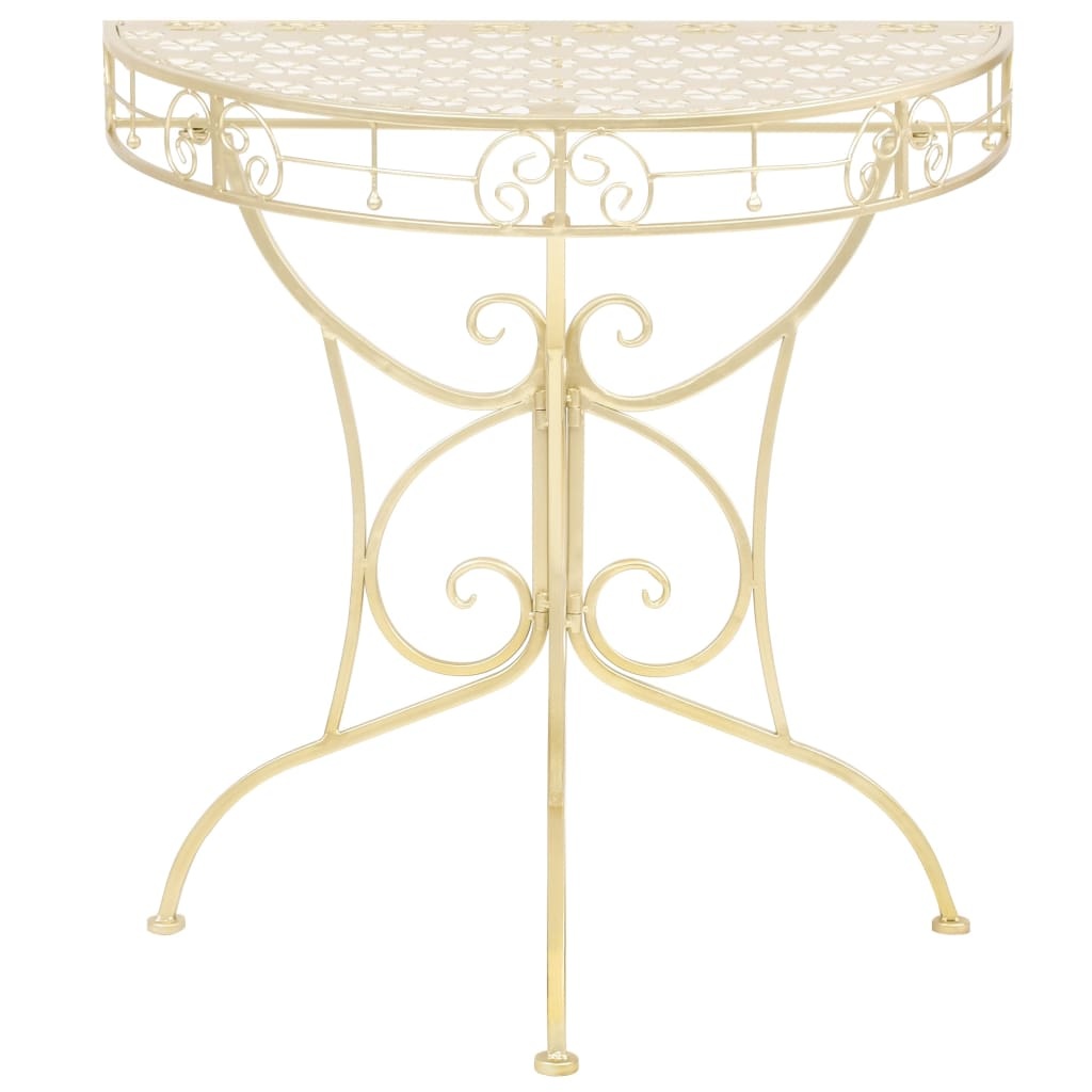 VidaXL Bijzettafel vintage stijl half rond 72x36x74 cm metaal goud
