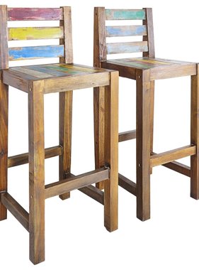 VidaXL Barkrukken 40x40x106 cm massief gerecycled boothout 2 st