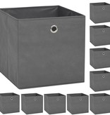 VidaXL Opbergdozen 32x32x32 cm ongeweven stof grijs 10 stuks