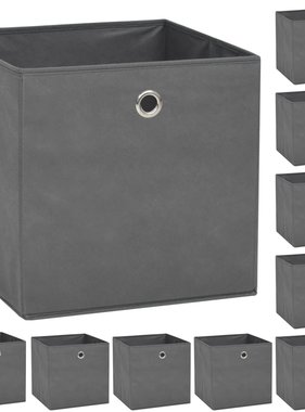 VidaXL Opbergdozen 32x32x32 cm ongeweven stof grijs 10 stuks