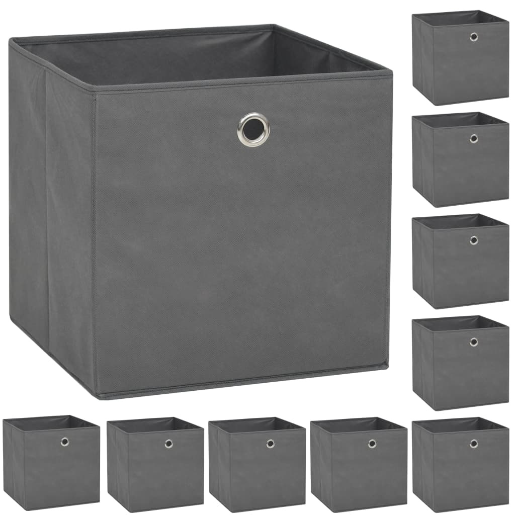 vidaXL Opbergdozen 32x32x32 cm ongeweven stof grijs 10 stuks