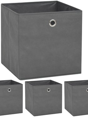 vidaXL Opbergdozen 32x32x32 cm ongeweven stof grijs 4 stuks