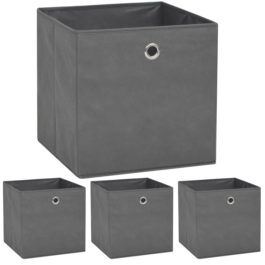 VidaXL Opbergdozen 32x32x32 cm ongeweven stof grijs 4 stuks