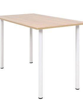 vidaXL Eettafel 120x60x73 cm eikenkleur en wit