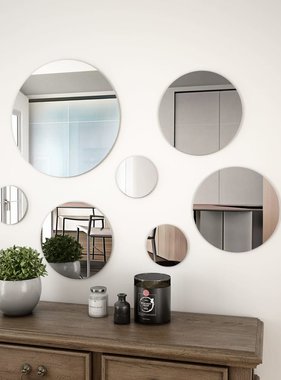VidaXL Wandspiegelset rond glas 7-delig