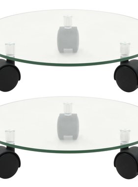 VidaXL Plantenrollers rond 28 cm gehard glas 2 st