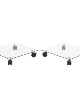 VidaXL Plantenrollers vierkant 35x35 cm gehard glas 2 st