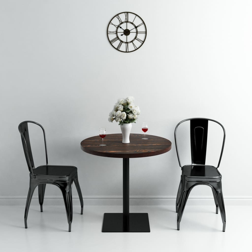 VidaXL Bistrotafel rond 80x75 cm MDF en staal donker essenkleur