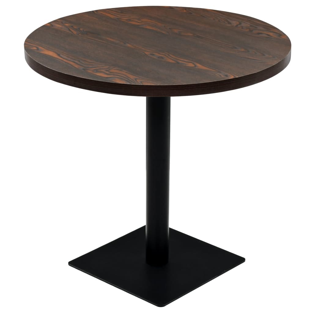 VidaXL Bistrotafel rond 80x75 cm MDF en staal donker essenkleur