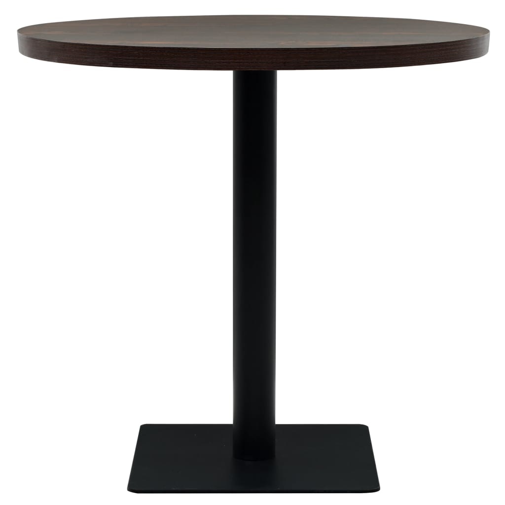 VidaXL Bistrotafel rond 80x75 cm MDF en staal donker essenkleur