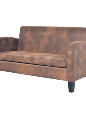 VidaXL Tweezitsbank kunstsuède bruin