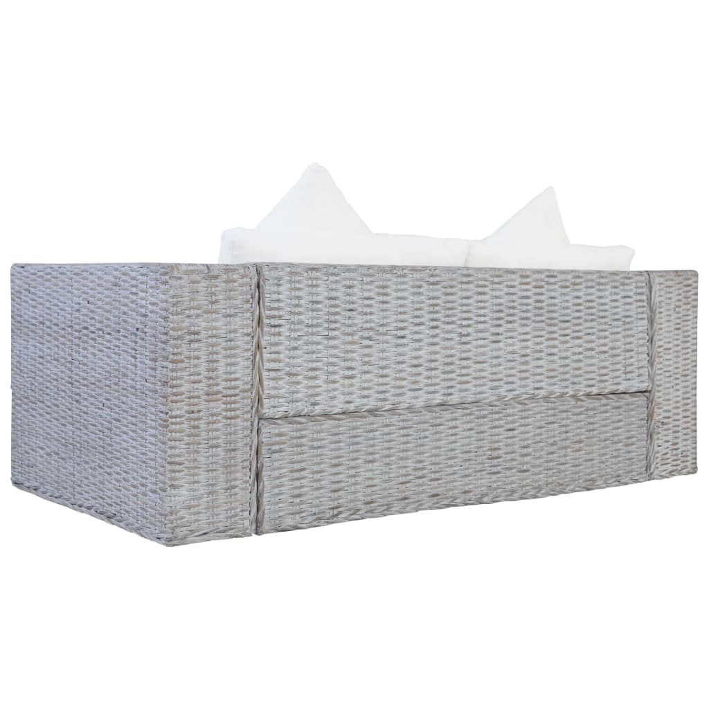 VidaXL 2-delig Bankstel met kussens natuurlijk rattan grijs