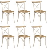 VidaXL Kruisstoelen 6 st massief mangohout wit