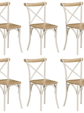 VidaXL Kruisstoelen 6 st massief mangohout wit