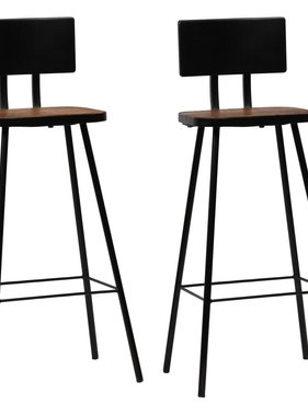 VidaXL Barstoelen massief gerecycled hout donkerbruin 2 st