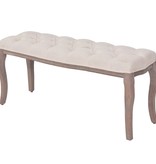 VidaXL Bank 110x38x48 cm linnen massief hout crèmewit