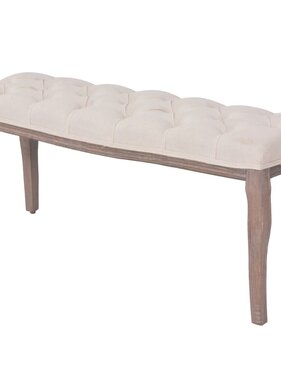 VidaXL Bank 110x38x48 cm linnen massief hout crèmewit