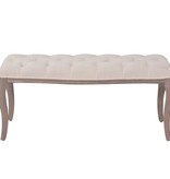 VidaXL Bank 110x38x48 cm linnen massief hout crèmewit