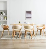 VidaXL Eetkamerstoelen 6 st gebogen hout en kunstleer crème