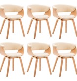 VidaXL Eetkamerstoelen 6 st gebogen hout en kunstleer crème