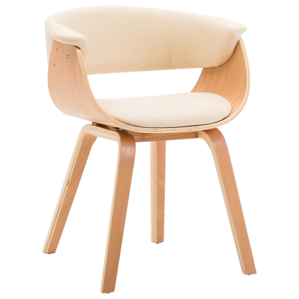 VidaXL Eetkamerstoelen 6 st gebogen hout en kunstleer crème