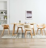 vidaXL Eetkamerstoelen 4 st gebogen hout en kunstleer crème